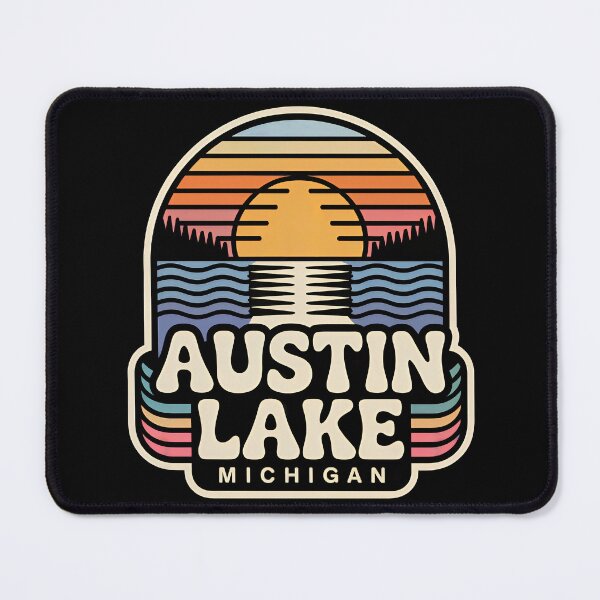 Item preview, Austin Lake, Michigan Retro Sunset designed and sold by TheOldMittenIllustrated.