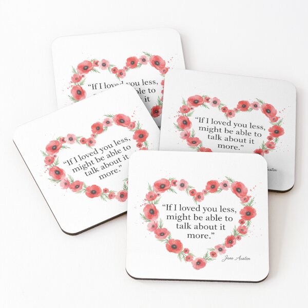 Item preview, Jane Austen Quote – If I Loved You Less | Romantic Poppy Heart Regency Art designed and sold by Boski22.
