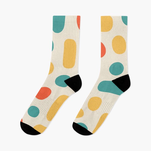 Artikelvorschau, Blaugrünes, gelbes und rotes Retro-Punktmuster auf Creme entworfen und verkauft von SassyArtistry.