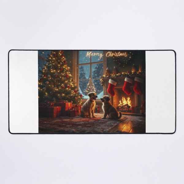 Item preview, “Puppy Hearth & Holiday Magic – Cozy Christmas Scene” designed and sold by NaomiRut.