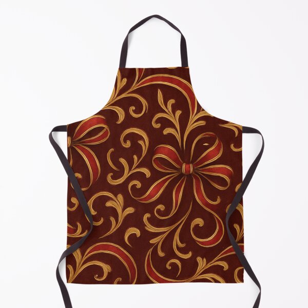 Item preview, Gold and red floral baroque swirl pattern designed and sold by SassyArtistry.