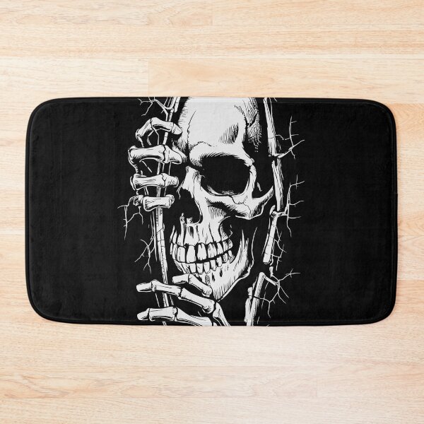 Item preview, Halloween Skeleton Wall Peek Graphic – Creepy Skull Breaking Through Wall Design designed and sold by JoeZigns81.