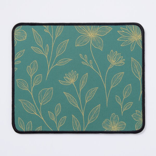 Item preview, Gold flower sketch on teal background designed and sold by SassyArtistry.
