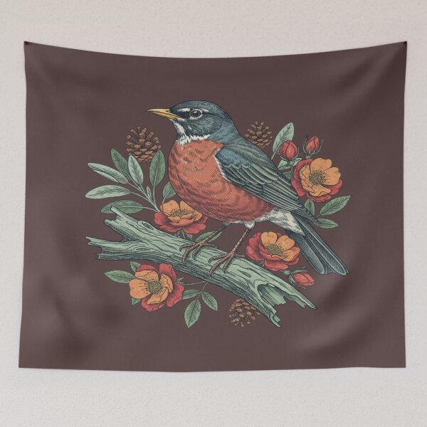 Item preview, Botanical American Robin  designed and sold by BirdsnStuff.