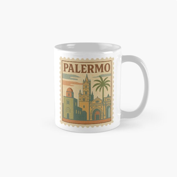 Artikelvorschau, Vintage-Briefmarke von Palermo | Retro-Reiseposter Sizilien | Moderne Stadtbildkunst der Mitte des Jahrhunderts | Kathedrale & Küstenhafen-Design | Italienischer Sammlerdruck entworfen und verkauft von PaintedPixels01.