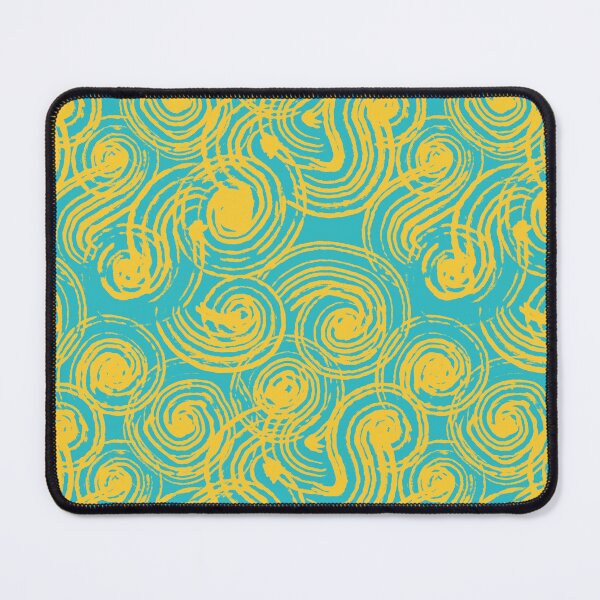 Item preview, Turquoise and Yellow Rolling Waves - Swirls - Spirals designed and sold by LAEC-Shop.