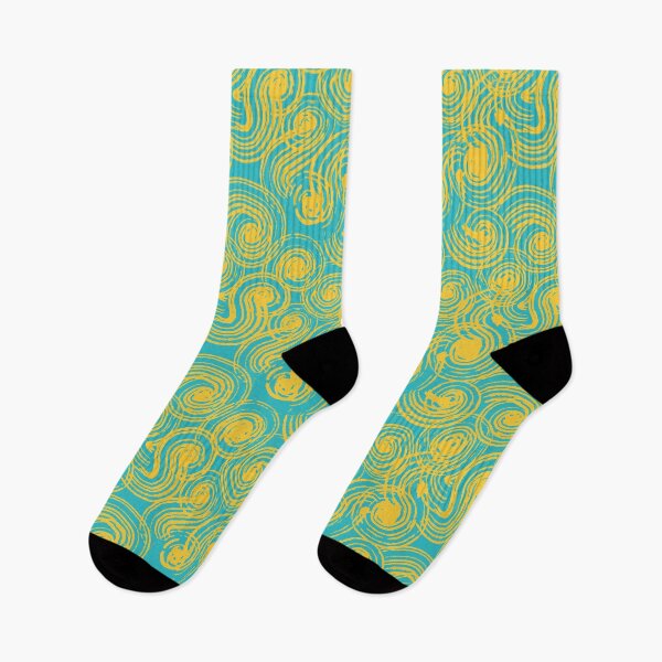 Item preview, Turquoise and Yellow Rolling Waves - Swirls - Spirals designed and sold by LAEC-Shop.