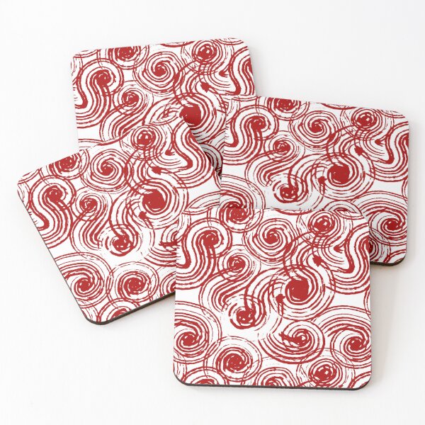 Item preview, Red and White Rolling Waves - Swirls - Spirals designed and sold by LAEC-Shop.