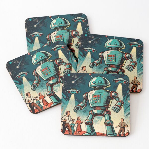 Item preview, Alien Robot Retro poster designed and sold by OniricaDesign.