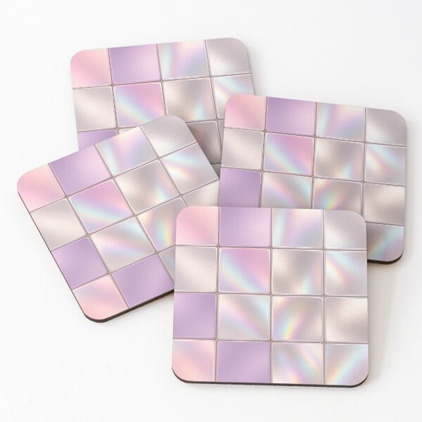 Item preview, Pastel iridescent square tiles in soft grid layout designed and sold by SassyArtistry.