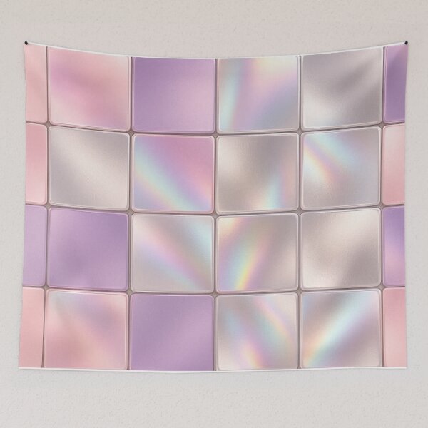 Item preview, Pastel iridescent square tiles in soft grid layout designed and sold by SassyArtistry.