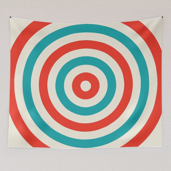 Item preview, Red and teal concentric circle target on cream designed and sold by SassyArtistry.
