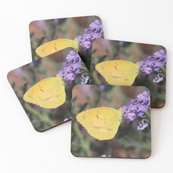 Item preview, Yellow Sulphur butterfly on purple flowers designed and sold by WolfRaven Creations.