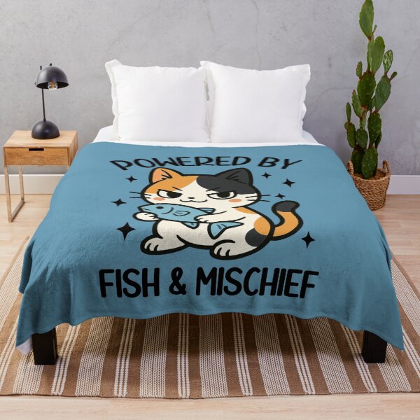Item preview, Funny Cat Powered By Fish & Mischief Cartoon Animal designed and sold by NosandEdgy.