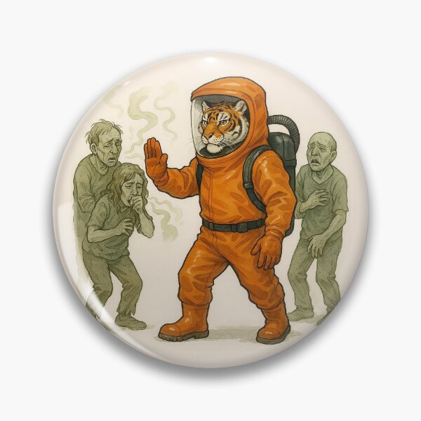 Item preview, Tiger in a Hazmat Level A Suit Orders Sickly People Back designed and sold by nikkolaus.