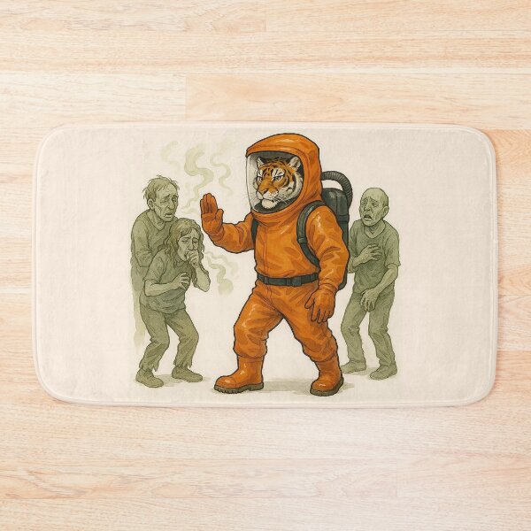 Item preview, Tiger in a Hazmat Level A Suit Orders Sickly People Back designed and sold by nikkolaus.