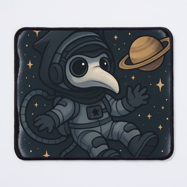 Item preview, Spooky Cute Plague Doctor Astronaut Floating in Space designed and sold by designsbyhw.