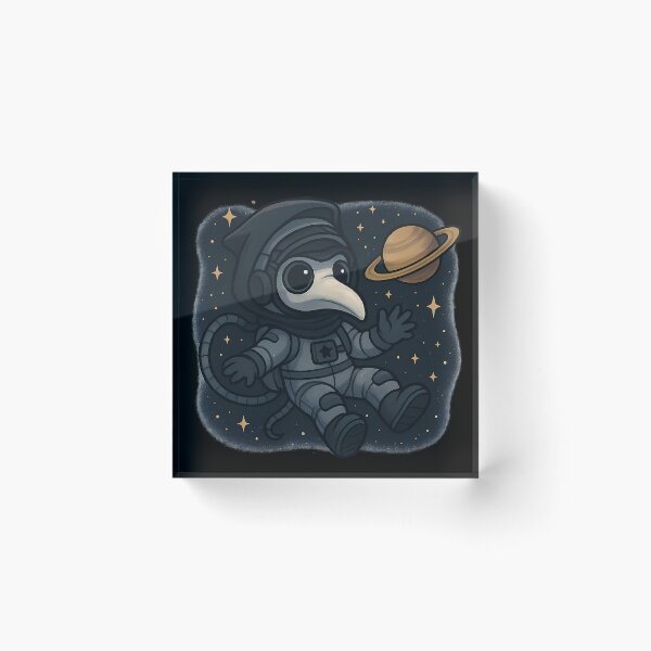 Item preview, Spooky Cute Plague Doctor Astronaut Floating in Space designed and sold by designsbyhw.