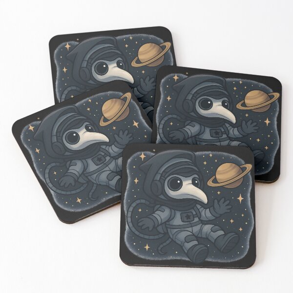 Item preview, Spooky Cute Plague Doctor Astronaut Floating in Space designed and sold by designsbyhw.
