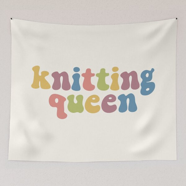 Item preview, knitting queen designed and sold by cozy creatures council.