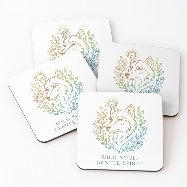 Item preview, Wild Soul Gentle Spirit Wolf Floral Boho Line Art Design designed and sold by inkoutninja.