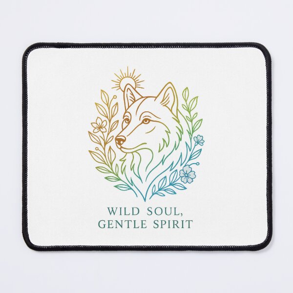 Item preview, Wild Soul Gentle Spirit Wolf Floral Boho Line Art Design designed and sold by inkoutninja.