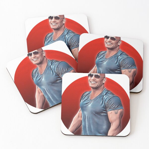 Item preview, Smiling Dwayne Johnson Red Circle Poster designed and sold by ShaylaAversa.