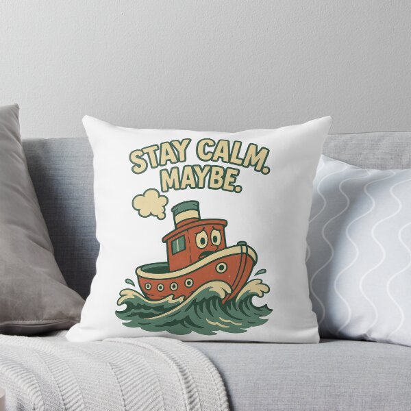 Item preview, Stay Calm Maybe Funny Anxious Boat Retro Cartoon Design designed and sold by inkoutninja.