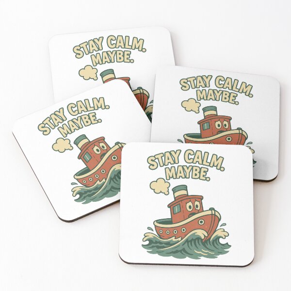 Item preview, Stay Calm Maybe Funny Anxious Boat Retro Cartoon Design designed and sold by inkoutninja.