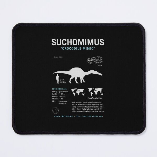 Item preview, Suchomimus “Crocodile Mimic” – Scientific Dinosaur Infographic T-Shirt designed and sold by DailyDrivesct.