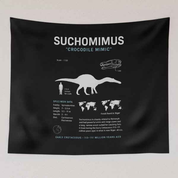 Item preview, Suchomimus “Crocodile Mimic” – Scientific Dinosaur Infographic T-Shirt designed and sold by DailyDrivesct.