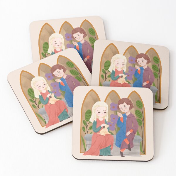 Item preview, Cute Medieval Couple with dog Watercolour illustration designed and sold by MariOyama.