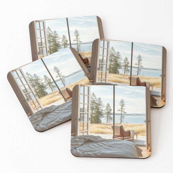 Item preview, Rustic Lakeview Morning | Cozy Bedroom with Golden Hour Scenery designed and sold by Vida e Arte.