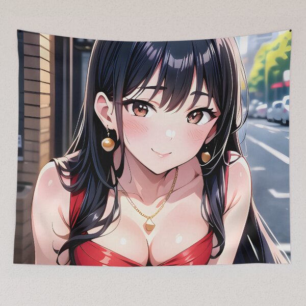 Item preview, Anna Yamada Lovely Red Dress City Glow Anime Girl designed and sold by Raslbazola.