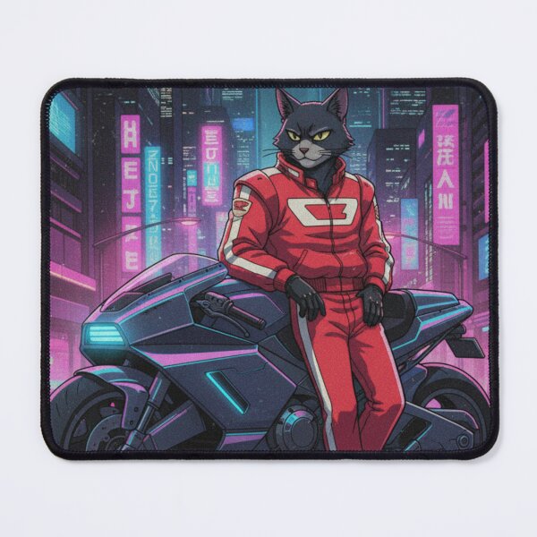 Item preview, Street Racer Cat Vintage 90s Anime Cyberpunk Poster designed and sold by Neko-Doodle-co.