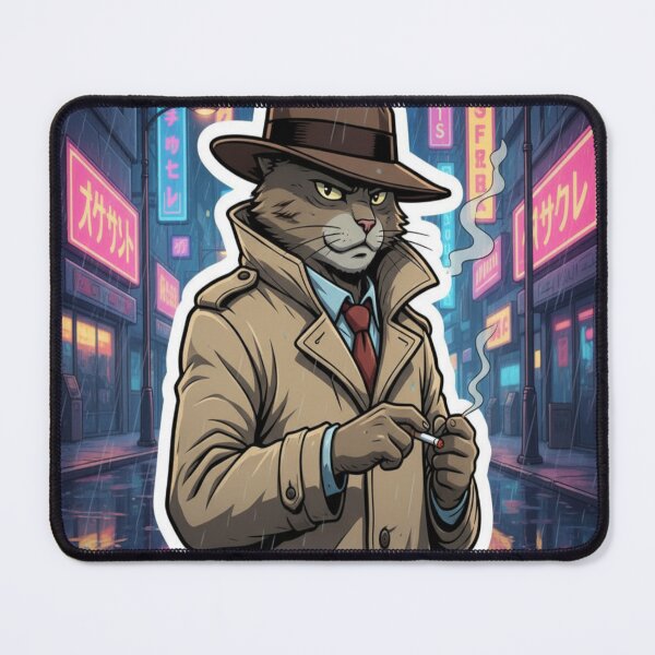 Item preview, Neo-Tokyo Detective Cat Retro Anime Noir Sticker designed and sold by Neko-Doodle-co.