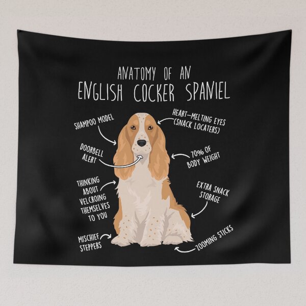 Item preview, Lemon and White English Cocker Spaniel Dog Anatomy designed and sold by Clara Hollins.