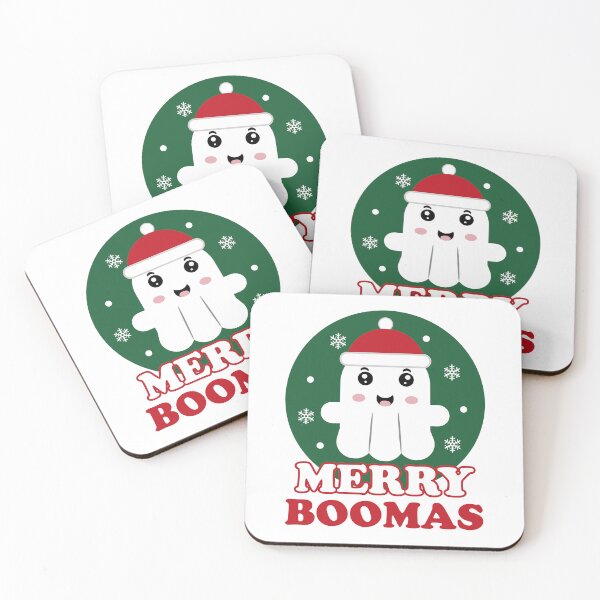 Item preview, Merry Boomas - Cute Funny Ghost Santa Hat Christmas Pun designed and sold by Shape Snip Studio.