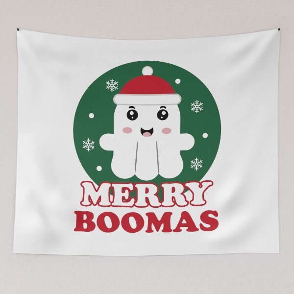Item preview, Merry Boomas - Cute Funny Ghost Santa Hat Christmas Pun designed and sold by Shape Snip Studio.