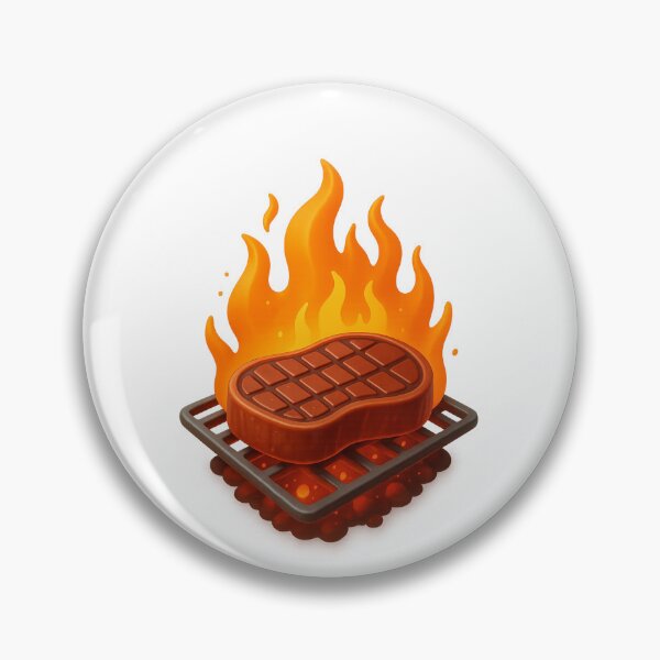 Item preview, Sizzling Steak on Grill | BBQ Flame Art Design designed and sold by Moons Studio.