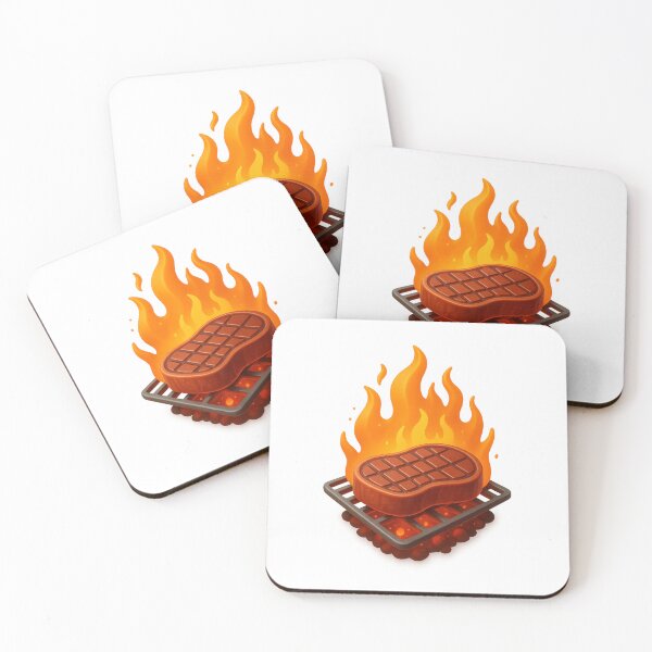 Item preview, Sizzling Steak on Grill | BBQ Flame Art Design designed and sold by Moons Studio.