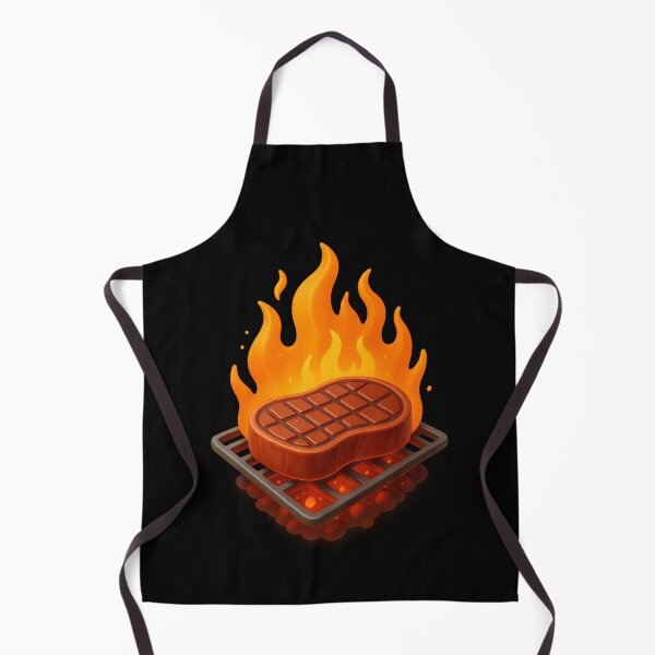 Item preview, Sizzling Steak on Grill | BBQ Flame Art Design designed and sold by Moons Studio.