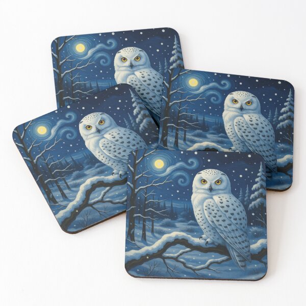 Item preview, Snowy Owl in Starry Night Winter Landscape designed and sold by Vicky Brago-Mitchell®.