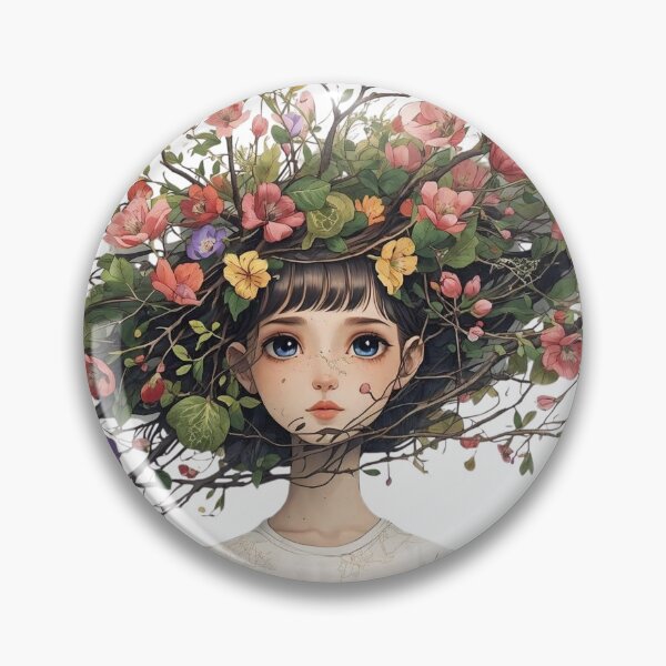 Item preview, Blooming Mind – Floral Girl Illustration designed and sold by Caira-Design.