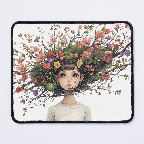 Item preview, Blooming Mind – Floral Girl Illustration designed and sold by Caira-Design.