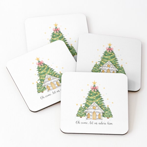 Item preview, Oh Come Let Us Adore Him Christmas Church | Christian Christmas Tree Art | Nativity Holiday Faith Design designed and sold by Roxale.