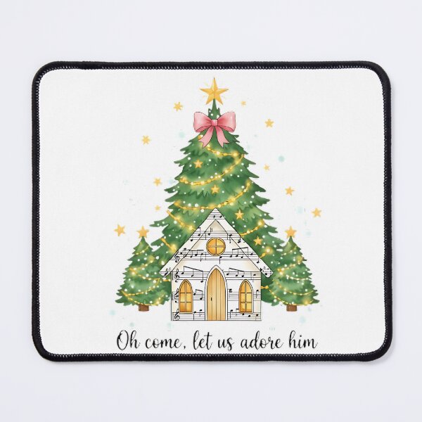 Item preview, Oh Come Let Us Adore Him Christmas Church | Christian Christmas Tree Art | Nativity Holiday Faith Design designed and sold by Roxale.