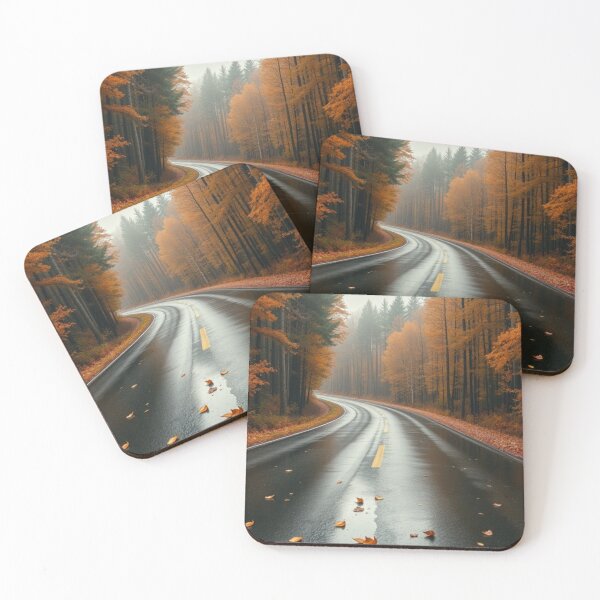 Item preview, Golden Path | Misty Autumn Road with Yellow Line designed and sold by Vida e Arte.