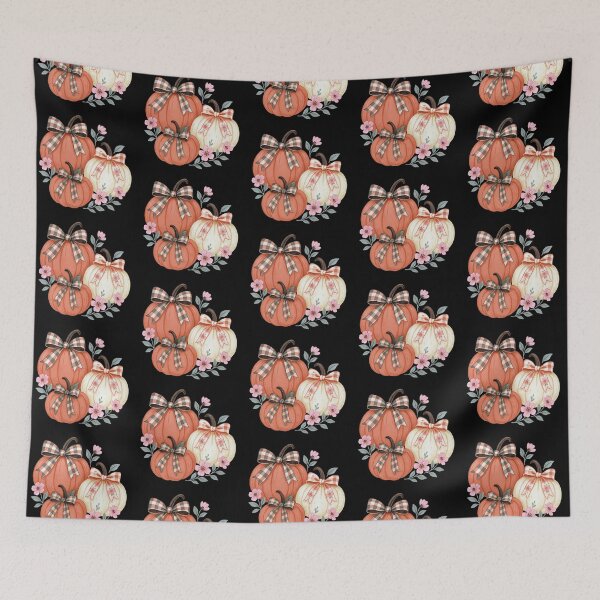 Item preview, Autumn Pumpkin Trio Plaid Coquette Bows and Florals Vintage retro  designed and sold by davidjulie.
