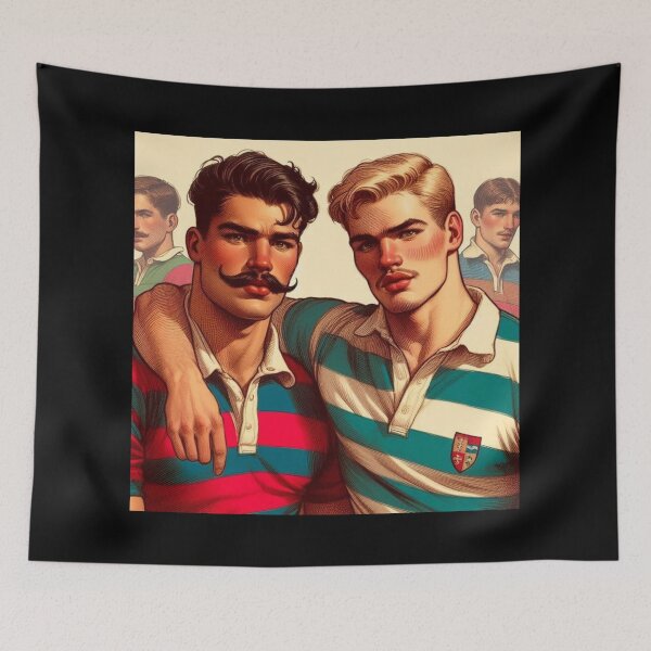 Item preview, 1920s Vintage Gay Sports Wear "Boys Together" Gay Pride Graphic Design designed and sold by ItsAKinkThing.